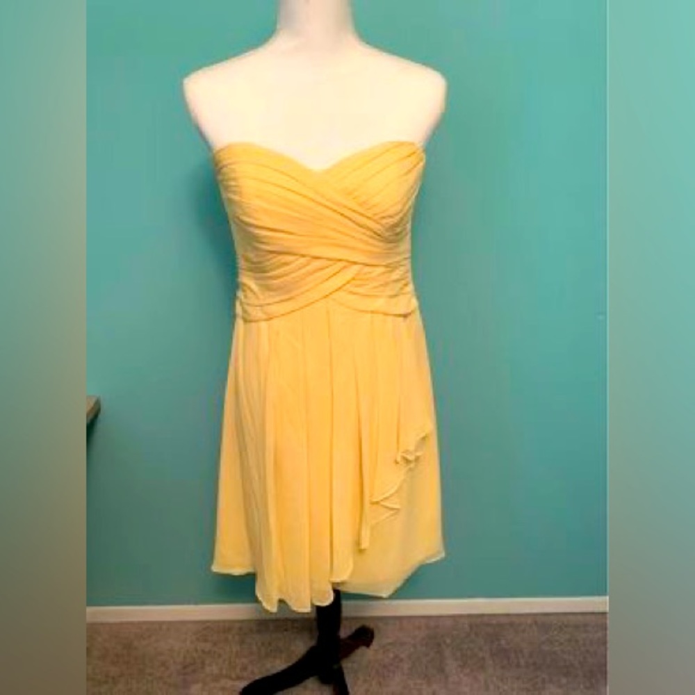 Davids Bridal Canary yellow dress.